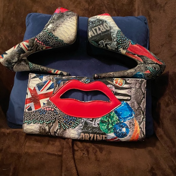 MultiColor Stiletto Platform Heel & Purse - Picture 6 of 8